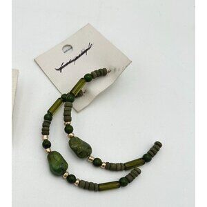 Free People Beaded Hoop Earrings - Green